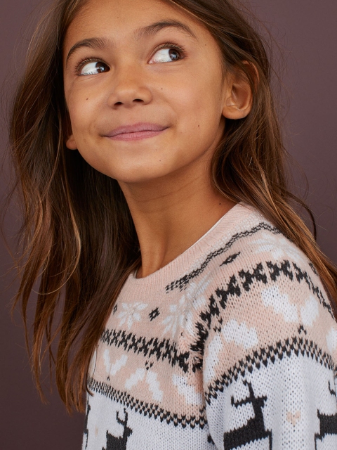 

H&M Girls Pink & White Knitted Jumper