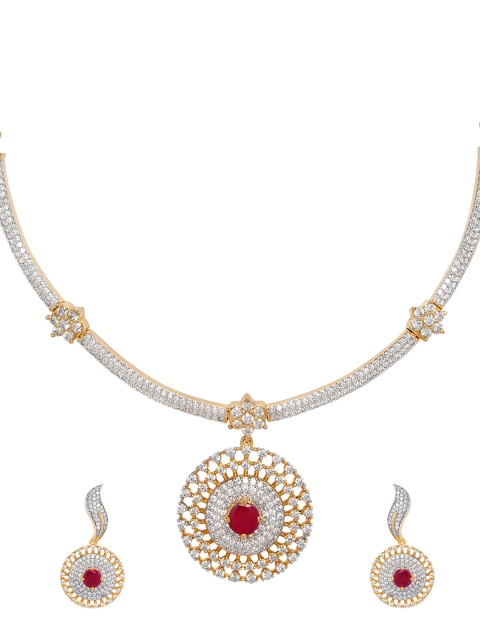 

Rubans Women Gold-Plated Zircon Stone Studded Statement Jewellery Set