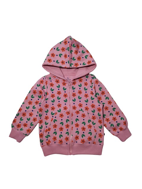 

KiddoPanti Girls Pink & Orange Printed Hooded Sweatshirt