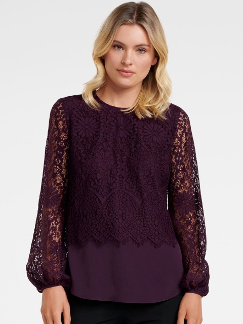 

Forever New Women Purple Self Design Top