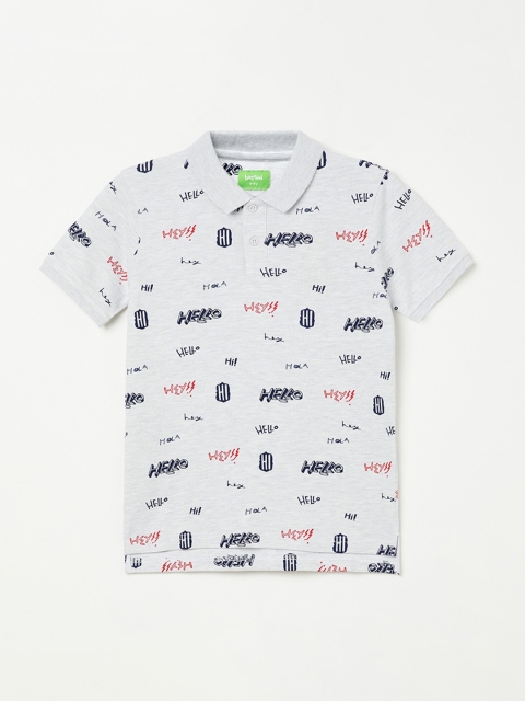 

Bossini Boys Grey Printed Polo Collar T-shirt