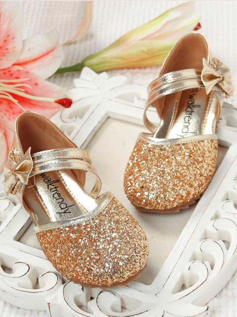 

Walktrendy Girls Muted Gold-Toned Embellished Ballerinas