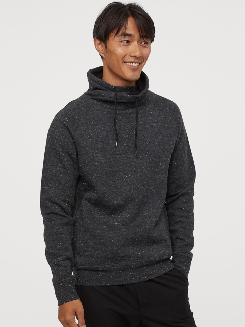 

H&M Men Grey Funnel-Collar Sweatshirt