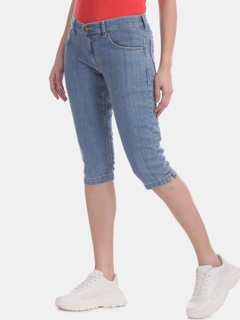

Flying Machine Women Blue Skinny Fit Mid-Rise Clean Look Cropped Jeans