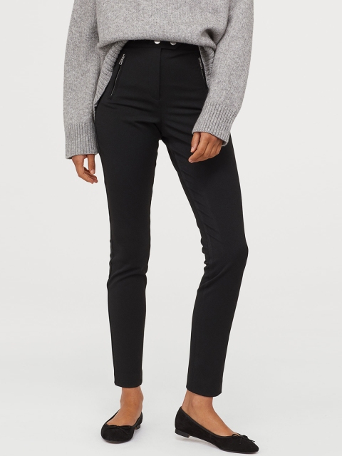 

H&M Women Black Tailored Stretch Trousers
