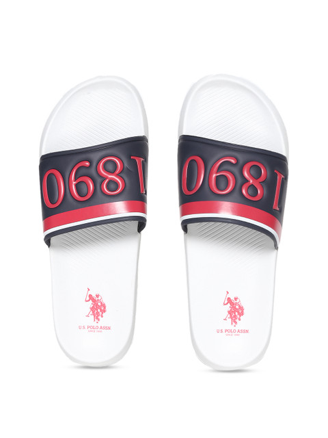 

U.S. Polo Assn. Men Navy Blue & Red Printed Sliders