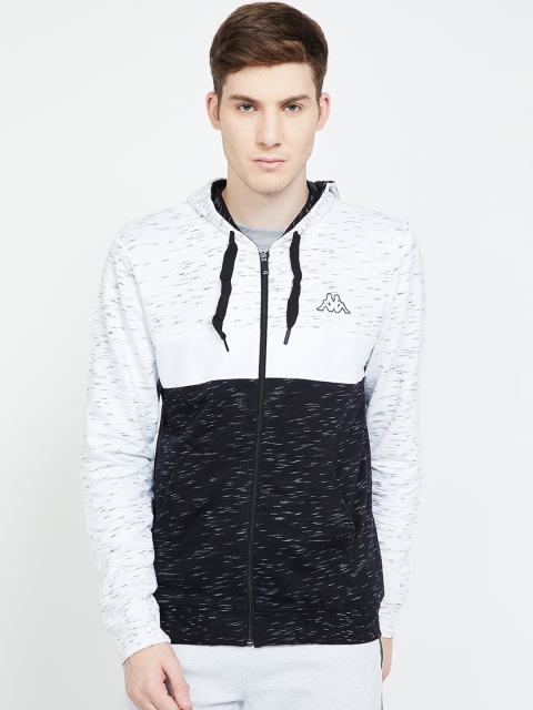 

Kappa Men White & Black Colourblocked Hooded Sweatshirt