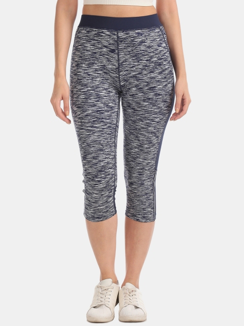 

U.S. Polo Assn. Women Navy Blue Textured Quick Dry Cropped Tights