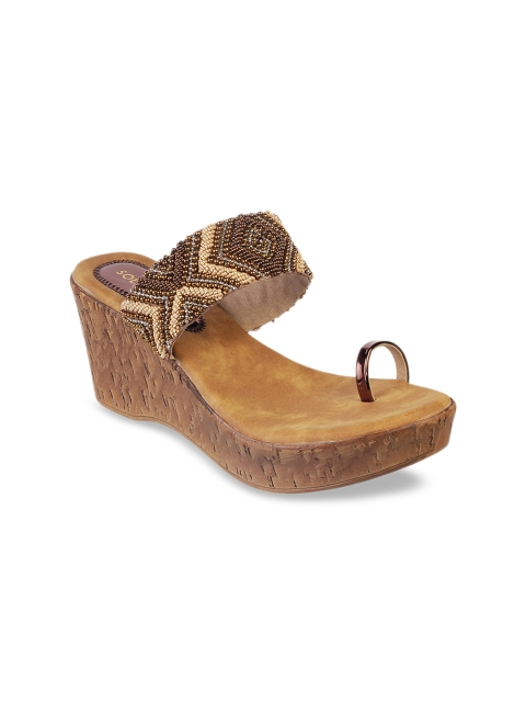 

SOLE HEAD Women Brown Embellished Heels