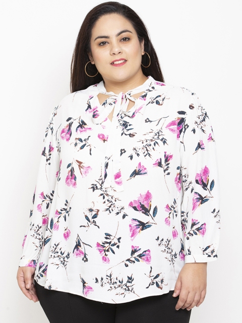 

NuBella Plus Size Women White Floral Print Top