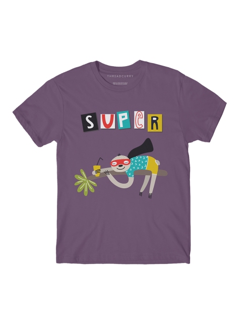 

THREADCURRY Boys Purple Printed Round Neck T-shirt