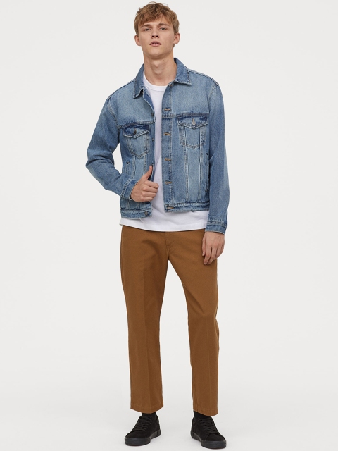 

H&M Men Beige Solid Ankle-Length Cotton Chinos
