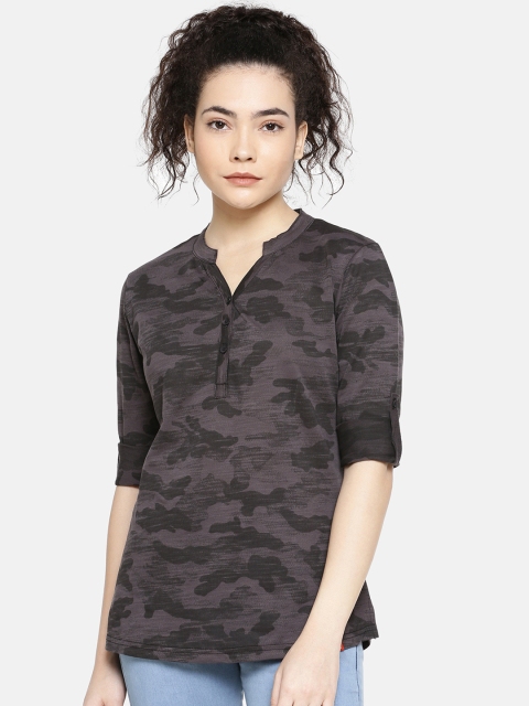 

GOLDSTROMS Women Charcoal Grey Printed Top