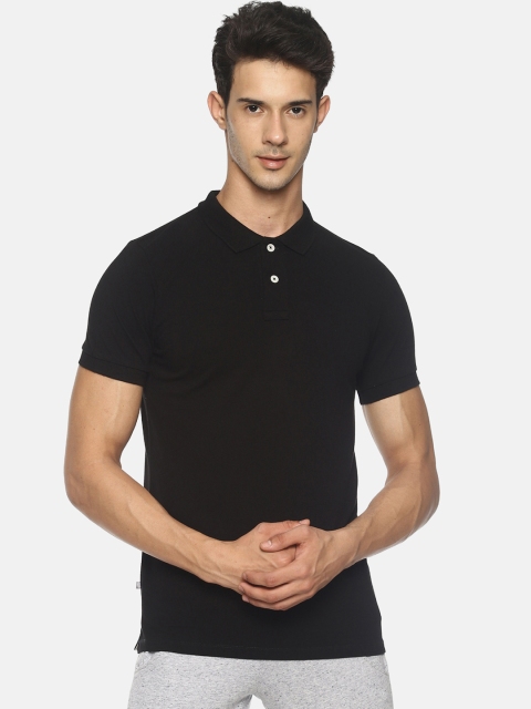 

Soul Space Men Black Solid Polo Collar T-shirt