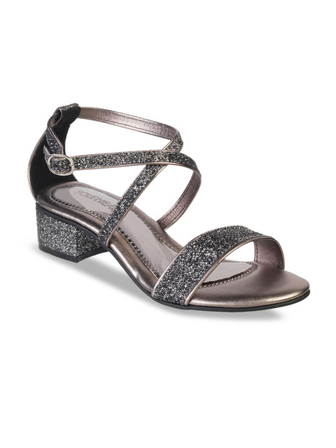 

SOLE HEAD Women Grey Textured Embellished Heels