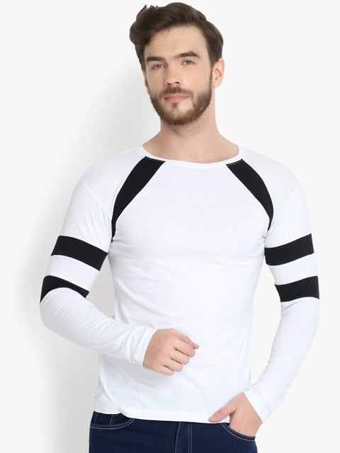 

ZALLEN Men White Solid Round Neck T-shirt