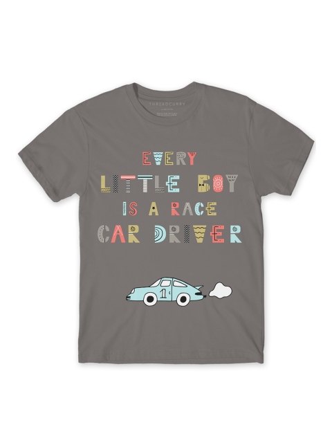 

THREADCURRY Boys Grey Printed Round Neck T-shirt