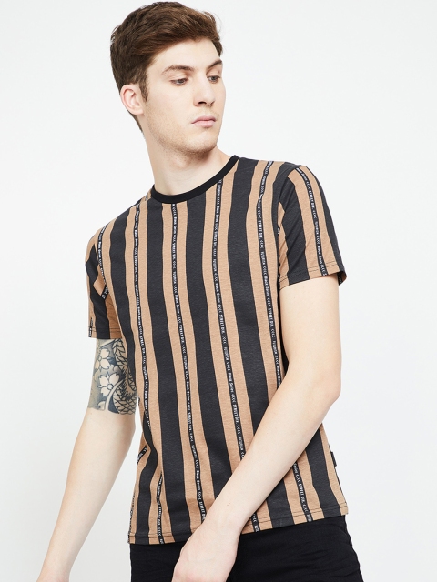 

Bossini Men Black & Beige Striped Round Neck T-shirt