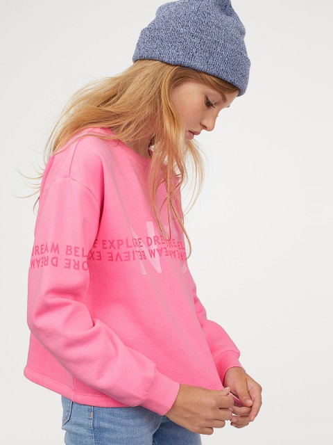 

H&M Girls Pink Printed Sweatshirt