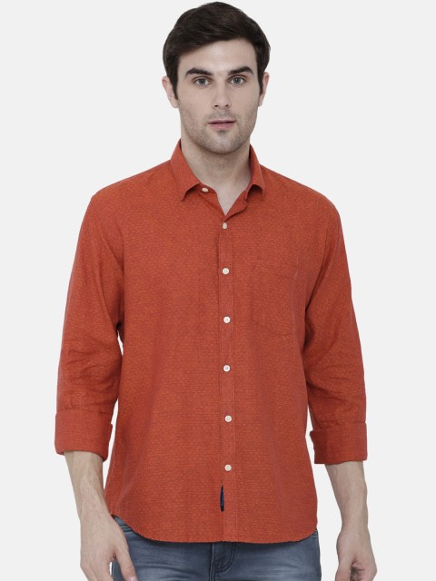 

CAVALLO by Linen Club Men Cotton Linen Red Regular Fit Self Design Casual Shirt