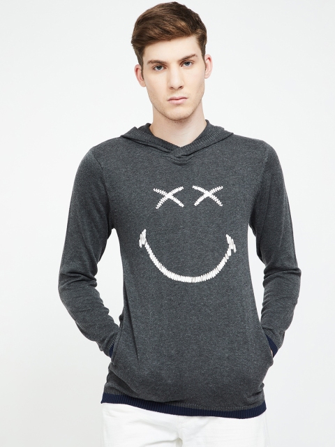 

Smiley World Men Grey & White Self Design Sweater