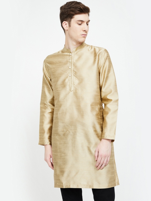 

Melange by Lifestyle Men Gold-Coloured Woven Design Straight Kurta