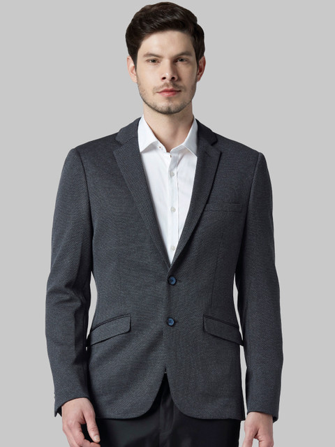 

Park Avenue Men Grey Self-Designed Single-Breasted Formal Blazer