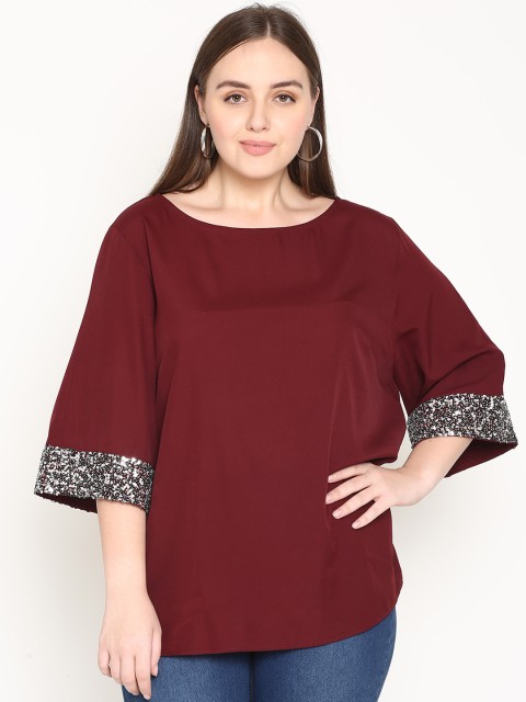 

NuBella Plus Size Women Maroon Printed Top