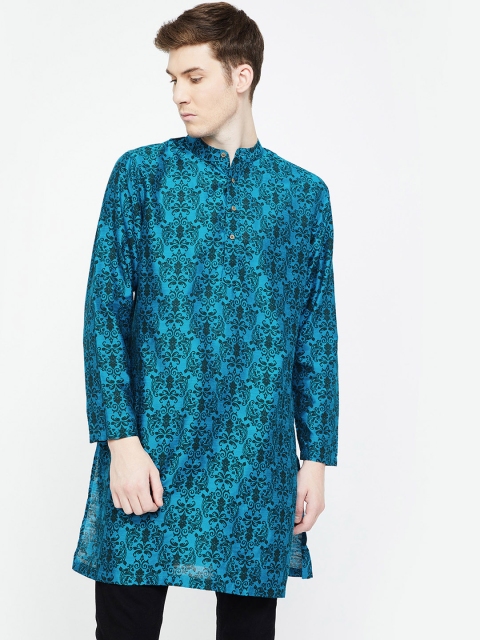 

Melange by Lifestyle Men Teal Green Printed Straight Kurta