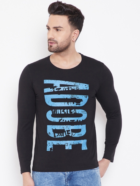 

Adobe Men Black & Blue Printed Round Neck T-shirt