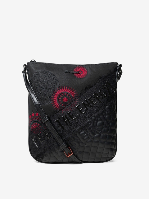 

Desigual Black & Red Self Design Sling Bag