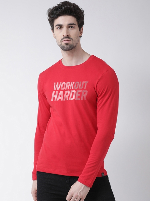 

Friskers Men Red Printed Round Neck T-shirt
