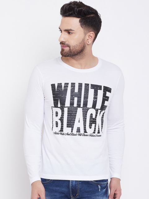 

Adobe Men White & Black Printed Round Neck T-shirt