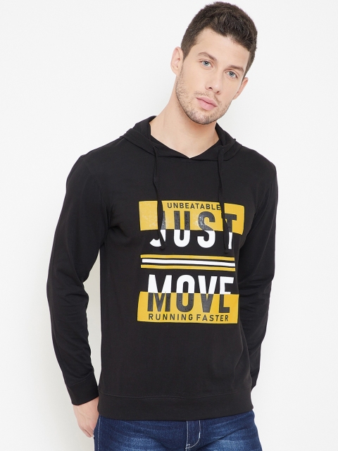 

GRITSTONES Men Black Printed Hooded T-shirt