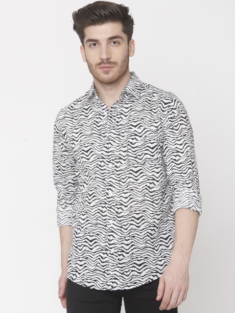 

Mufti Men White & Black Slim Fit Animal Print Casual Shirt