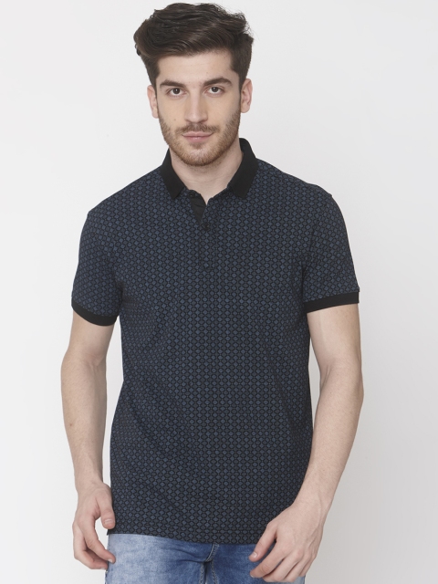 

Mufti Men Blue Slim Fit Printed Polo Collar T-shirt