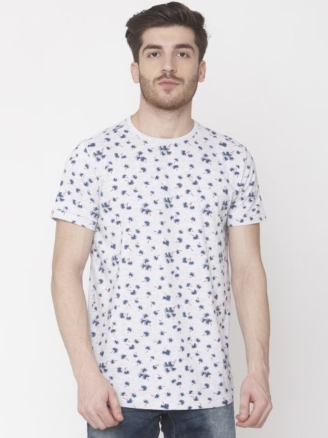 

Mufti Men Grey Blue Slim Fit Printed Round Neck Pure Cotton T-shirt