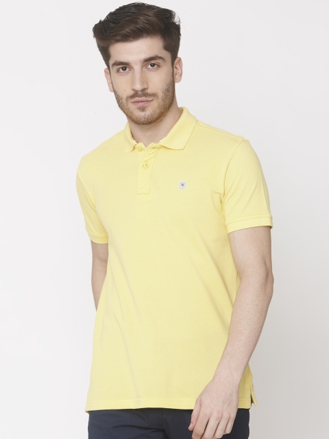 

Mufti Men Yellow Slim Fit Solid Polo Collar T-shirt