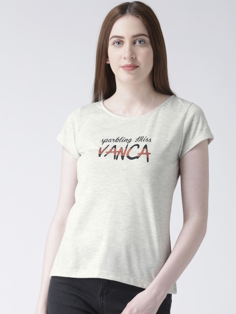 

The Vanca Women Off-White Printed Round Neck T-shirt
