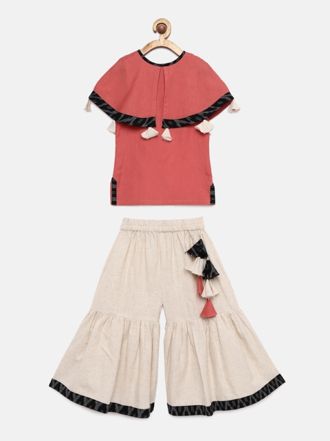

Tutus By Tutu Girls Pink & Cream-Coloured Solid Top with Palazzos