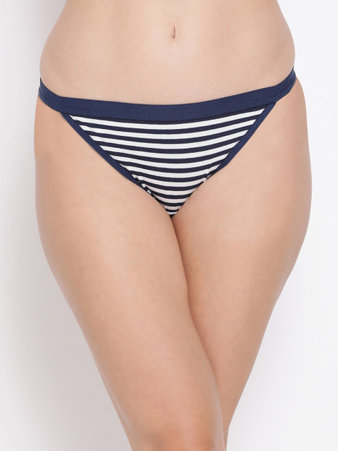 

Clovia Women Blue & White Striped Low Waist Bikini Briefs PN2454E083XL