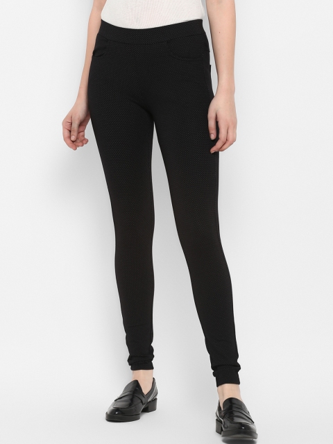 

FOSH Women Black Polka Dotted Skinny Fit Jegging