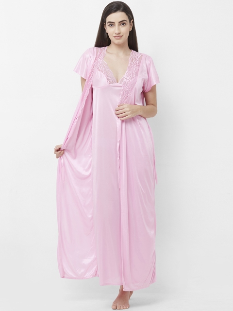 

FashionRack Pink Solid Nightdress