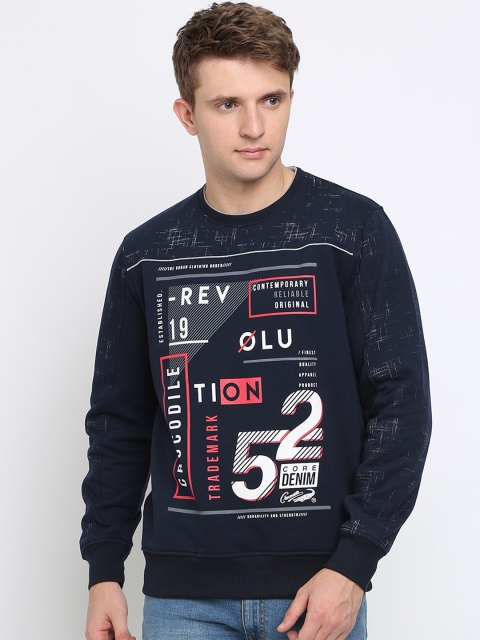 

Crocodile Men Navy Blue Printed Sweatshirt