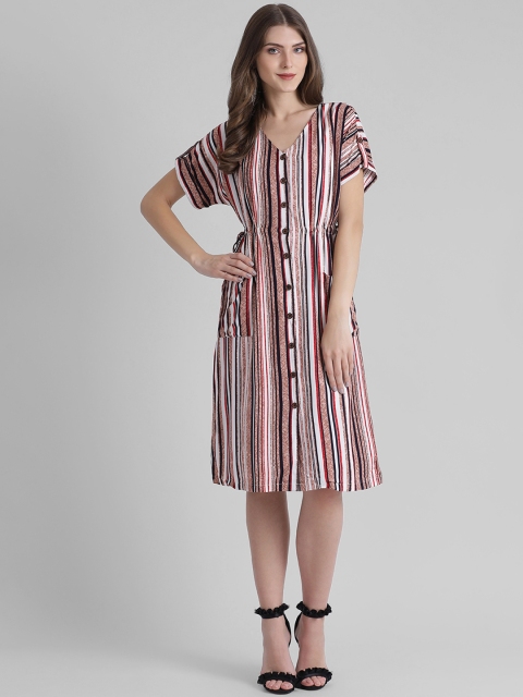

Zink London Women Blue & White Striped Fit and Flare Dress