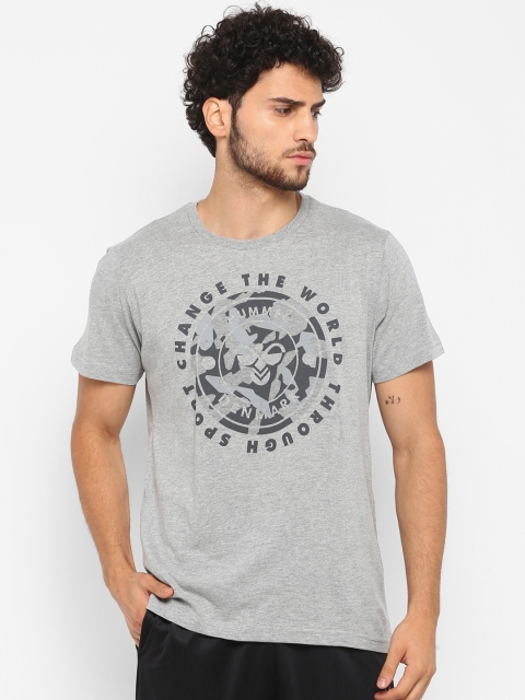 

hummel Men Grey Printed Round Neck T-shirt