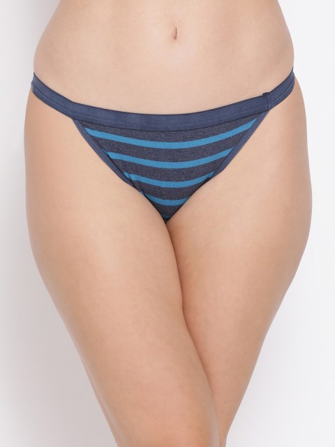 

Clovia Women Blue & Grey Striped Low Waist Bikini Briefs PN2454F083XL