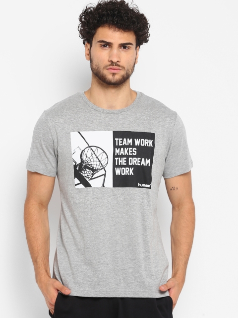 

hummel Men Grey Printed Round Neck T-shirt