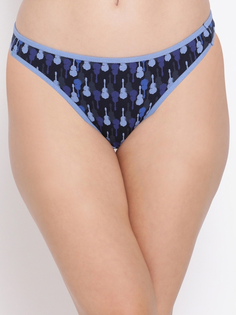 

Clovia Women Blue Printed Low-Rise Thongs PN3358P08XXL