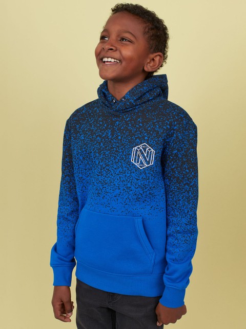 

H&M Boys Blue Printed Hooded Top